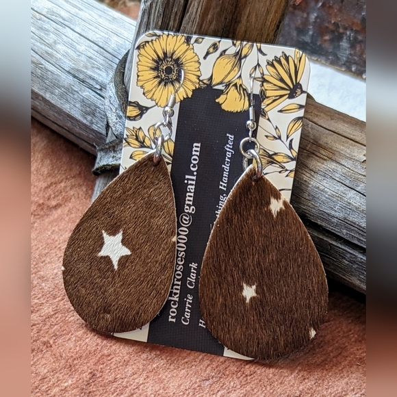 2/$12 NWT Handcrafted Hair On Teardrop Earrings With Silver Fish Hook Wire - Picture 1 of 5